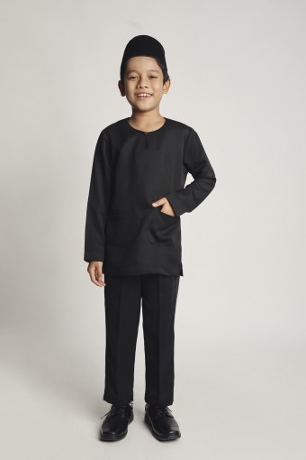 Hafiy Baju Melayu Teluk Belanga Kids Black